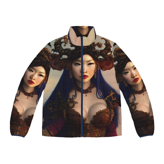 Zheng Yi Sao, the legendary Chinese pirate queen, depicted in a detailed portrait on a puffer jacket