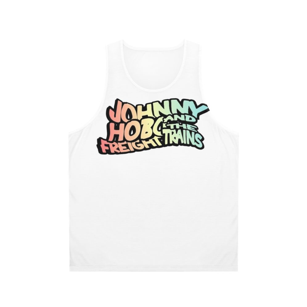 Folk punk unisex tank top with psychedelic and hippie inspired design