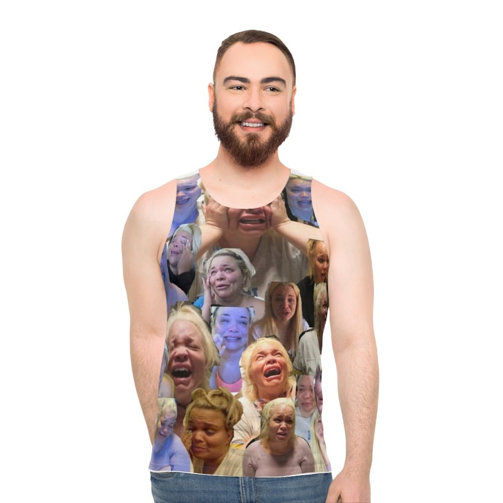 Trisha Paytas inspired unisex tank top with crying meme design - men