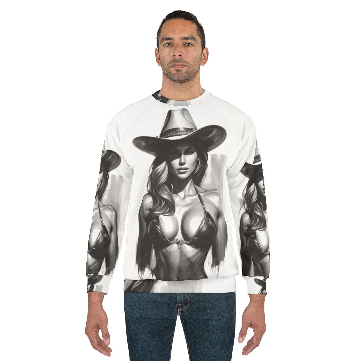 Cowgirl Sweatshirt Featuring Beautiful Woman - men