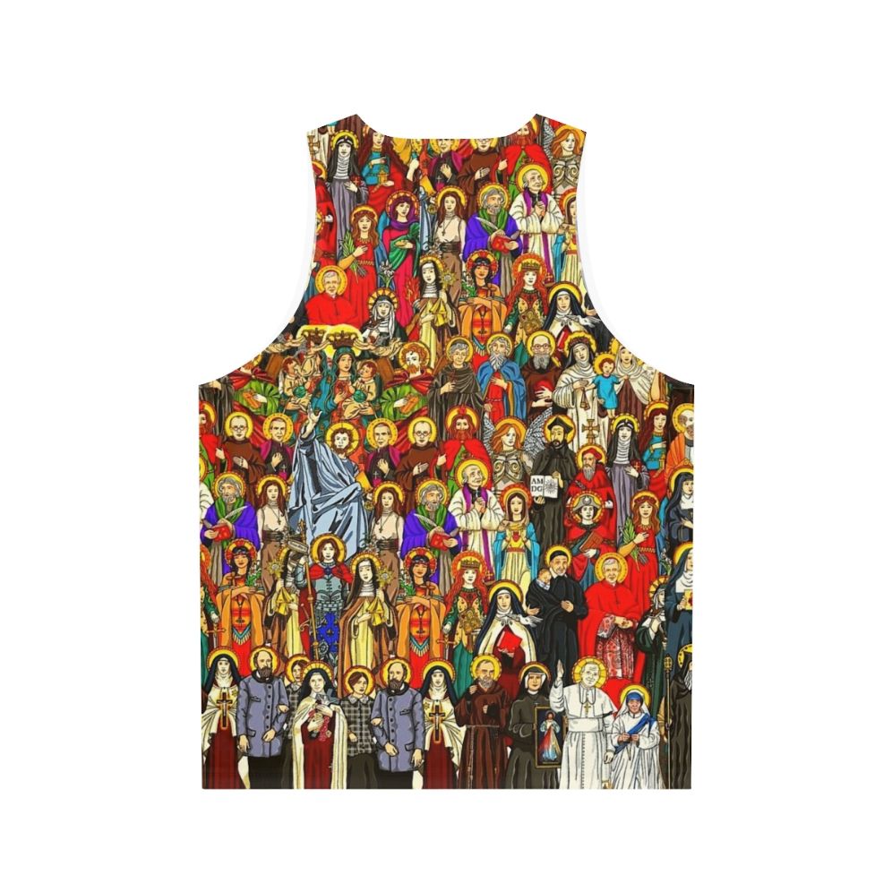 Unisex tank top featuring Catholic saints - Back