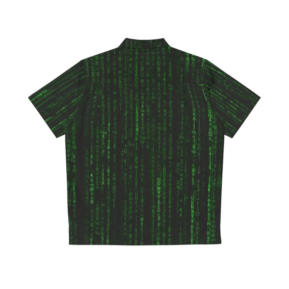 Matrix-Inspired Hawaiian Shirt with Keanu Reeves-Inspired Graphics - Back