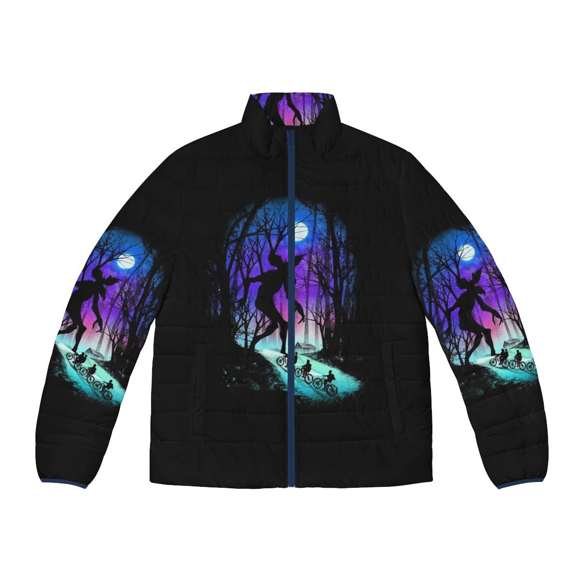 Stranger Things Retro 80s Puffer Jacket with Demogorgon Design