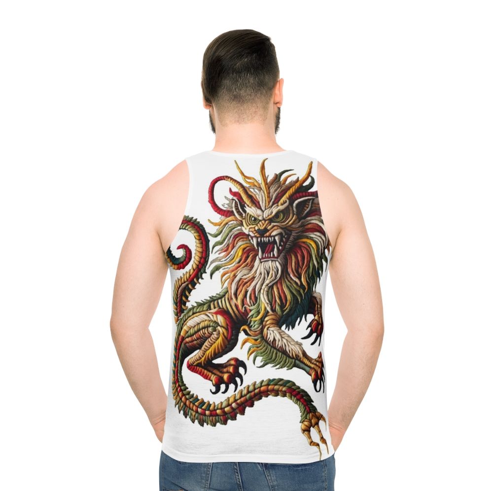 Manticore embroidered unisex fantasy tank top - men back