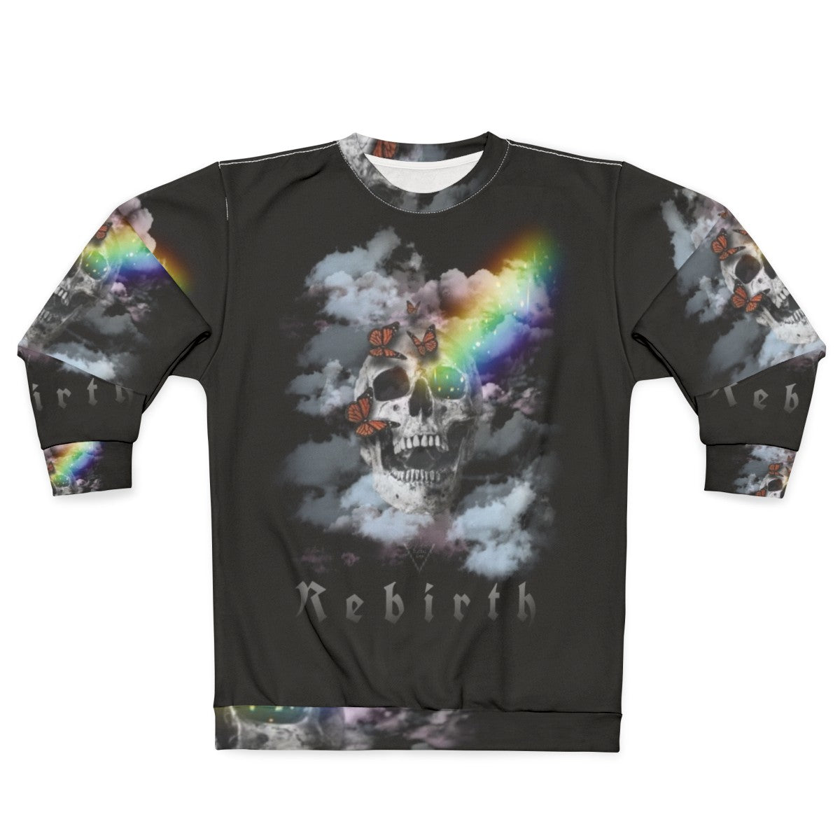 Rebirth Sweatshirt with syber digital art, fantasy, and occult design