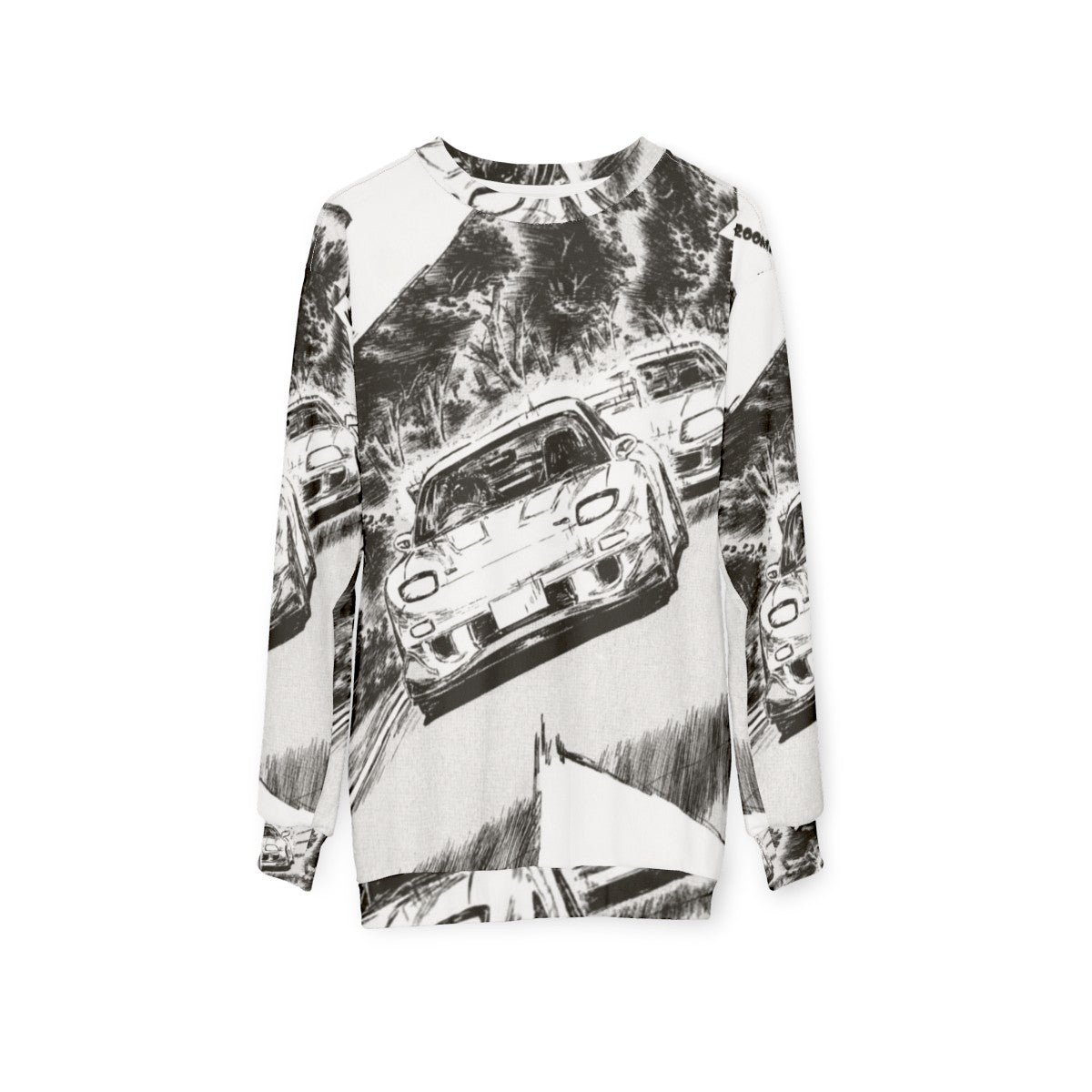 Initial D Rx7 vs Supra JDM Anime Sweatshirt - hanging