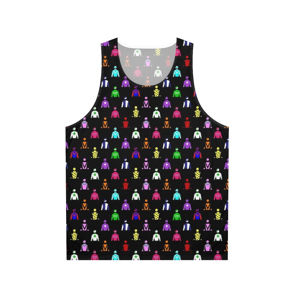 Jockey silks unisex tank top with colorful racing pattern