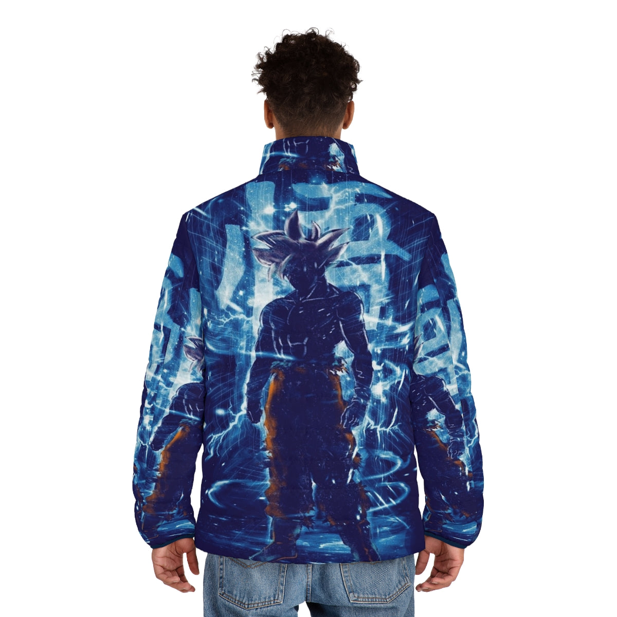 Goku Ultra Instinct Anime Puffer Jacket - men back