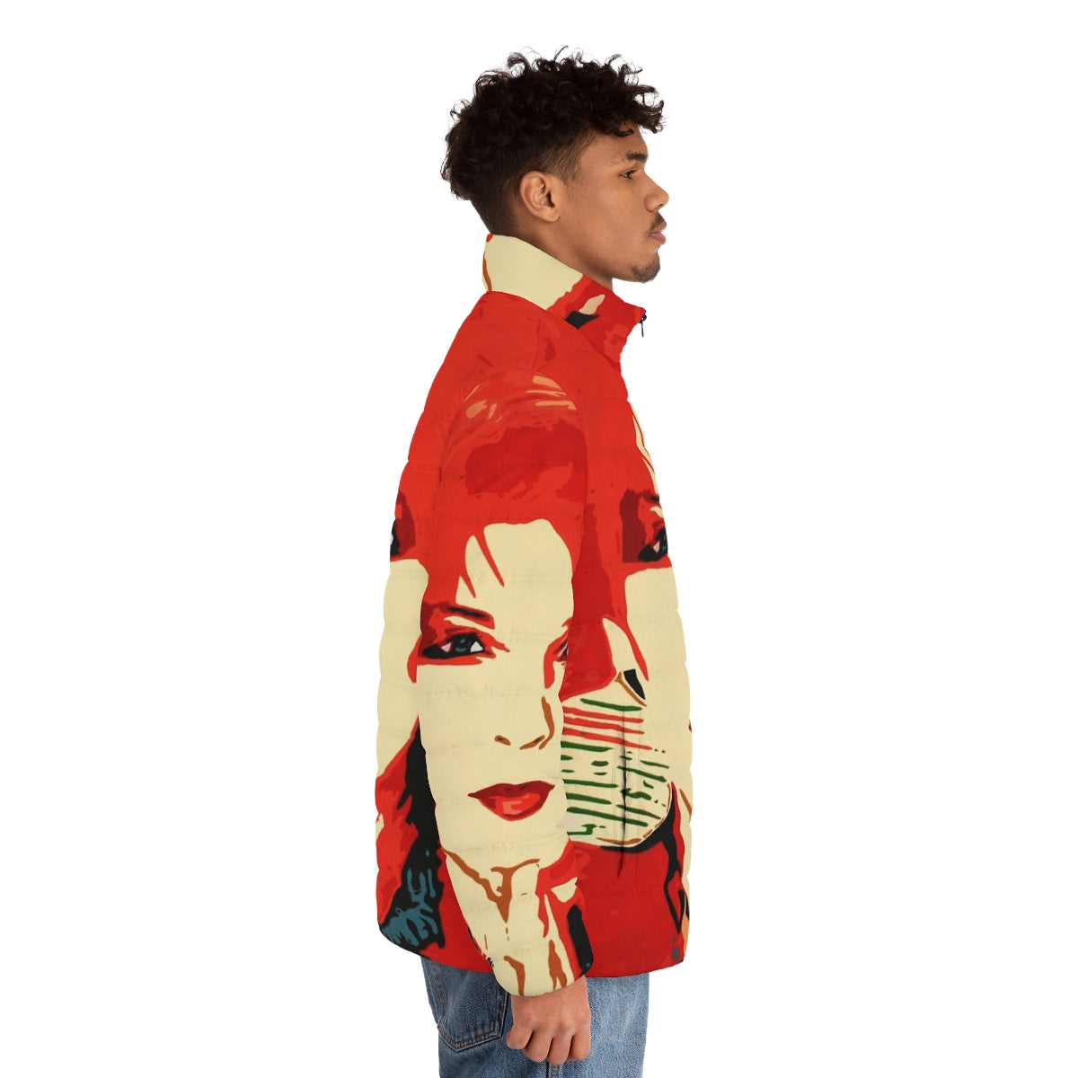 Toyah Puffer Jacket in retro pop art colors - men side right