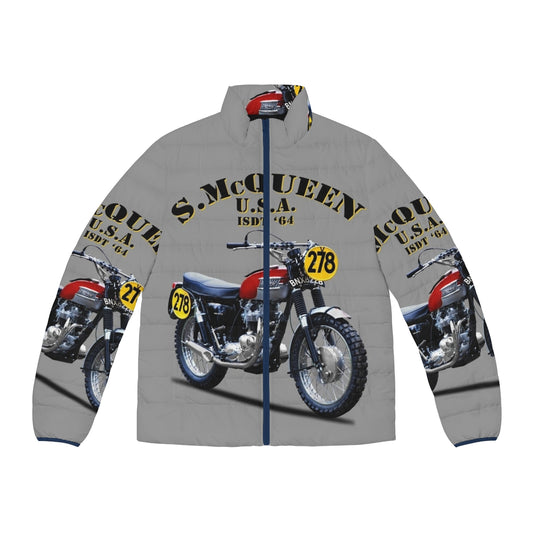 A classic motorcycle puffer jacket with ISDT branding