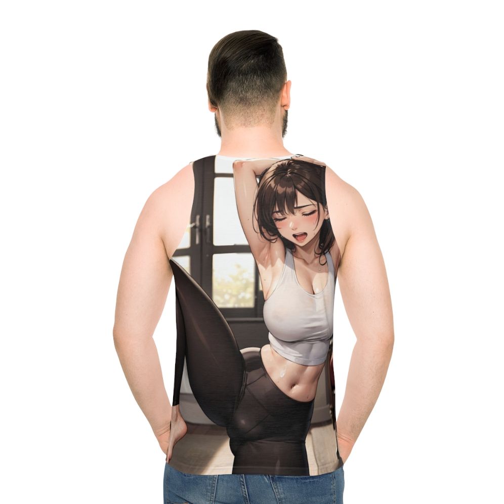 Unisex anime-inspired yoga tank top - men back