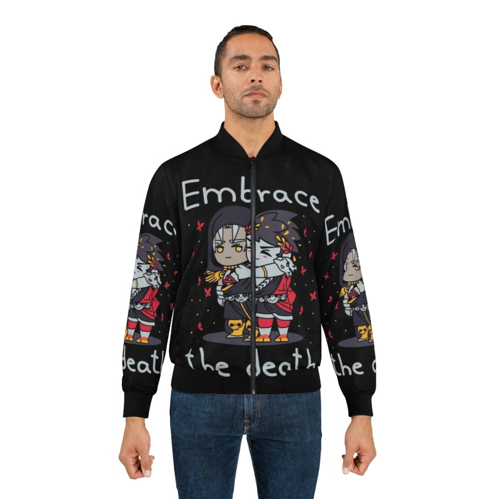 Hades Death Bomber Jacket featuring cute chibi characters from the video game Hades - Lifestyle