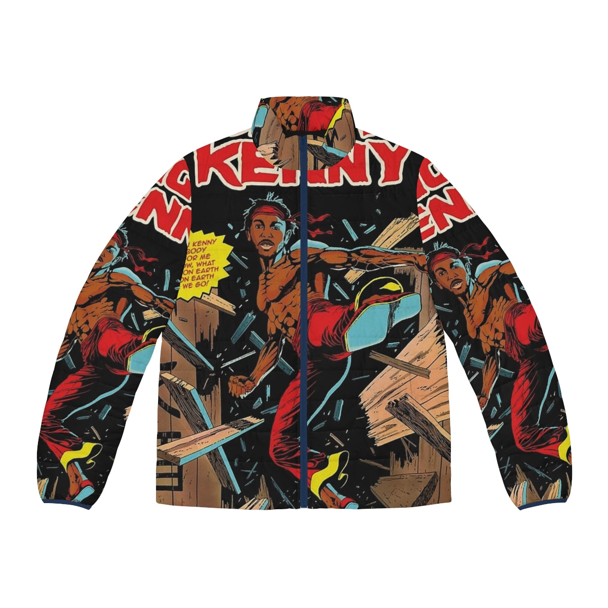 Kendrick Lamar "Kung Fu Kenny" puffer jacket with album artwork graphics