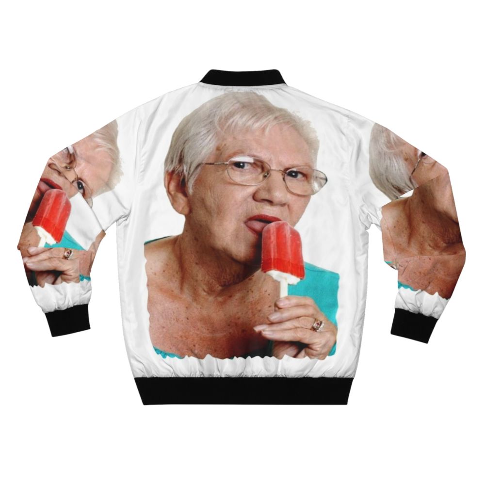 Granny Ice Cream Bomber Jacket with Funny Grandma Meme Design - Back