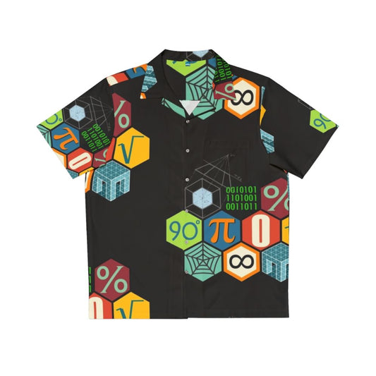 Math Hawaiian Shirt with Geometric Patterns and Mathematical Symbols