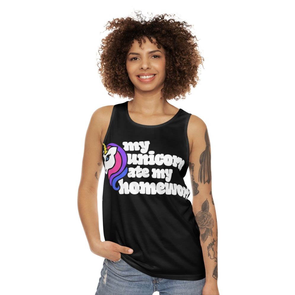 Unicorn Homework Unisex Retro Tank Top - women