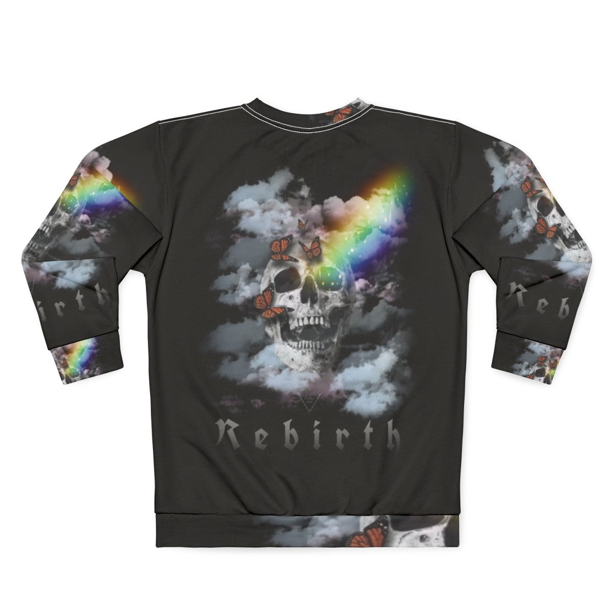 Rebirth Sweatshirt with syber digital art, fantasy, and occult design - Back