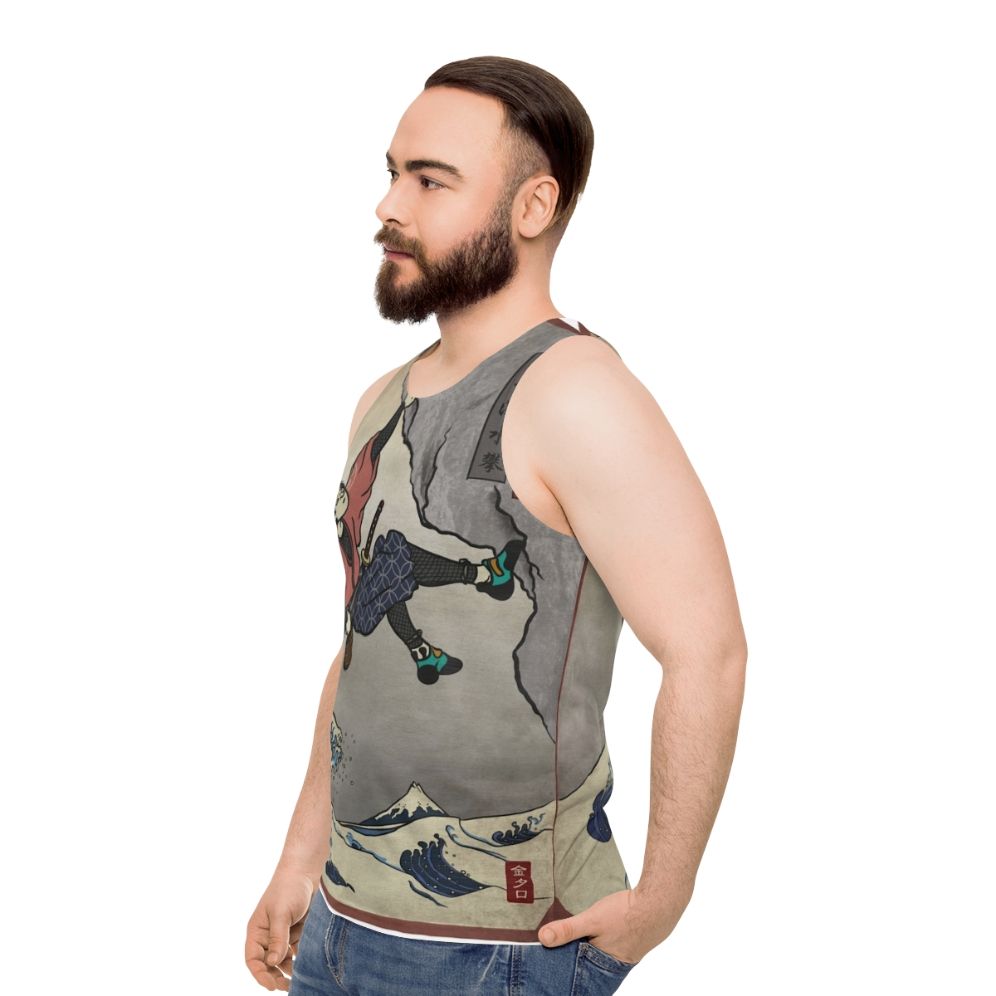 Samurai-inspired climbing tank top for deep water soloing - men side