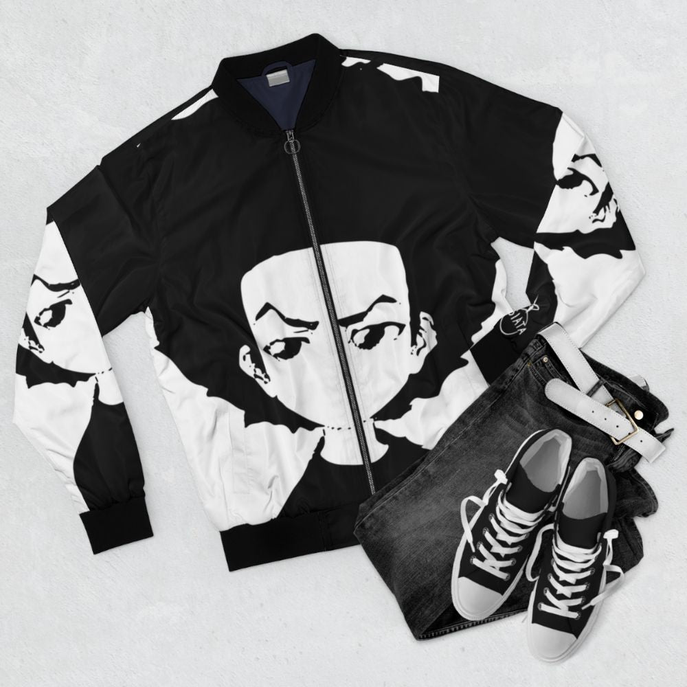 The Boondocks Huey Freeman Bomber Jacket - Flat lay