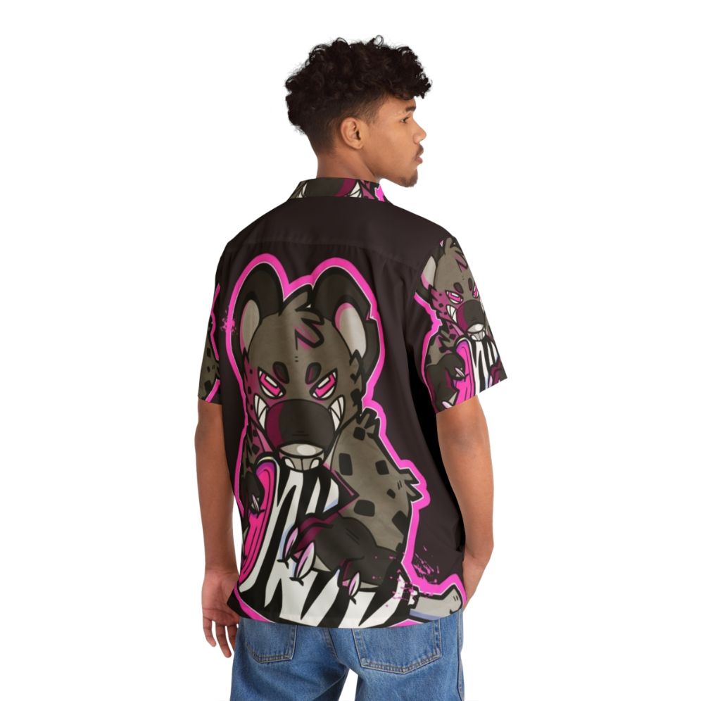 Hyena Meat Pink Hawaiian Shirt with Tropical Animal Print - People Back