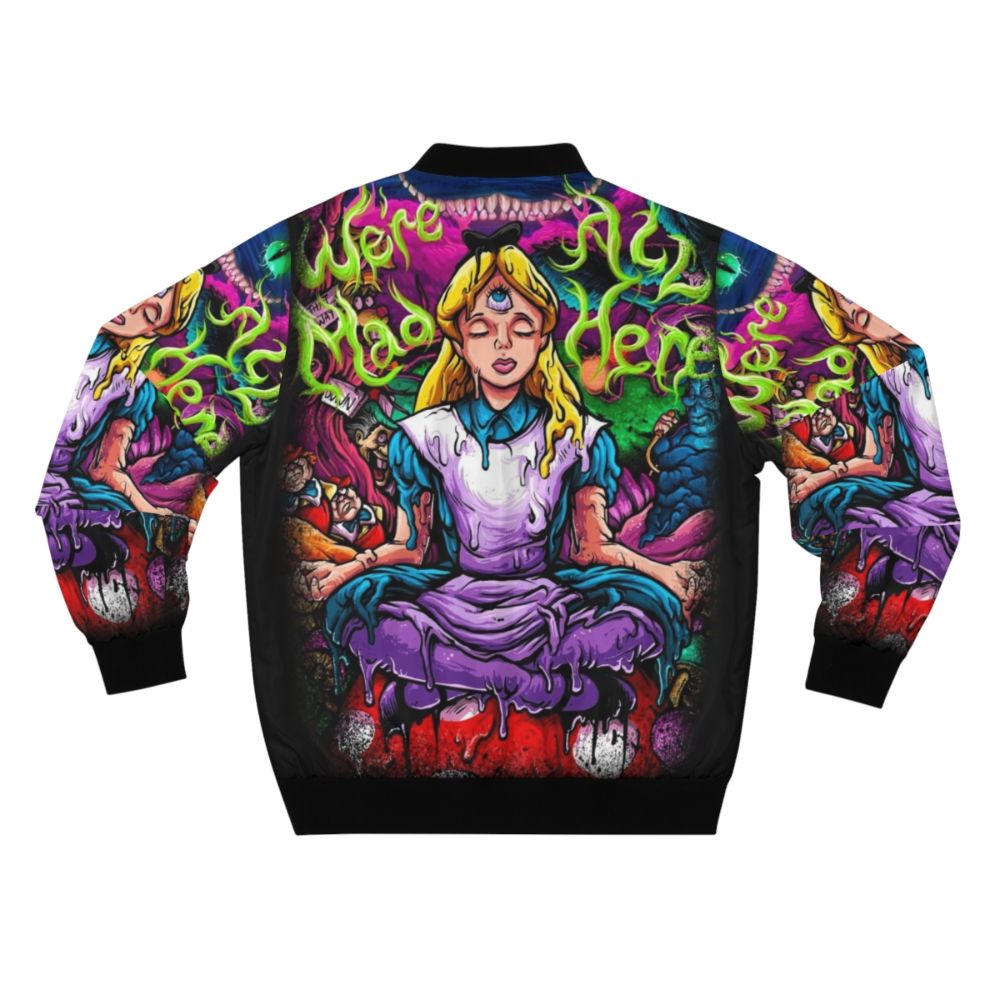 Colorful Alice in Wonderland inspired bomber jacket with psychedelic patterns - Back