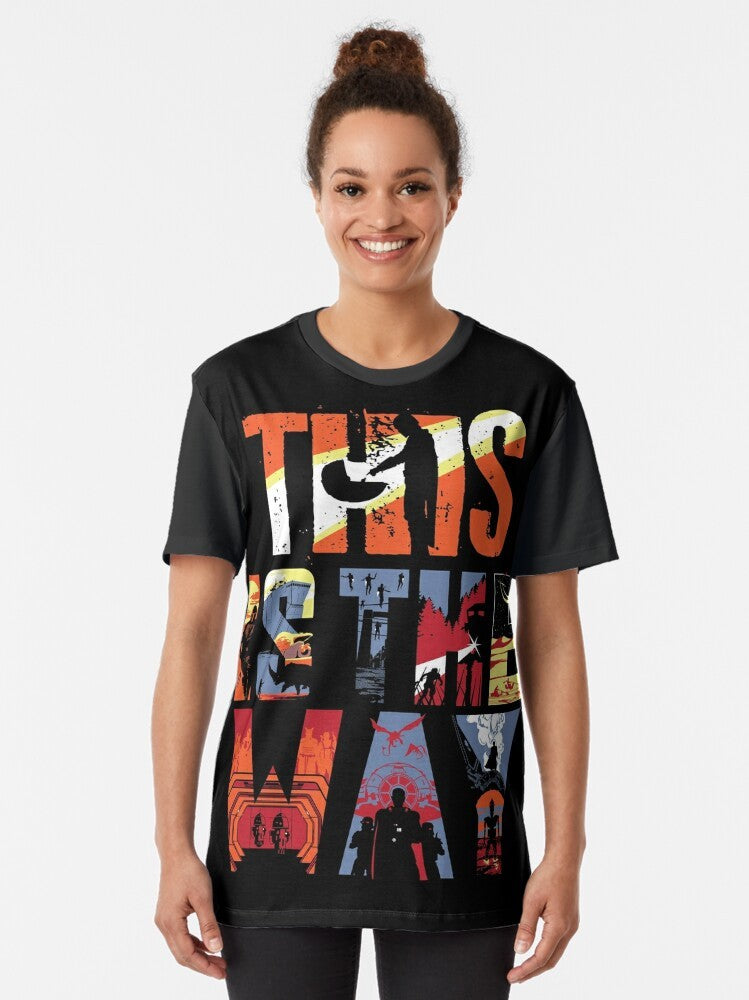 Mandalorian Star Wars graphic t-shirt featuring the Magnificent 8 characters from the sci-fi series - Women