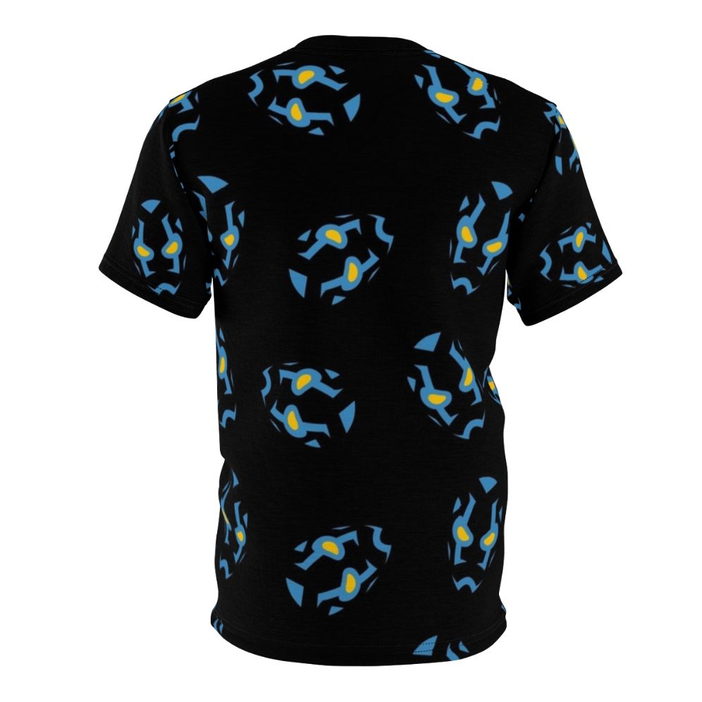 Artistic interpretation of the Blue Beetle superhero mask from DC Comics on a t-shirt - Back