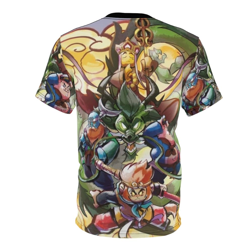 Monkie Kid inspired illustration of Sun Wukong, the Monkey King, on an all-over print custom T-shirt. - Back