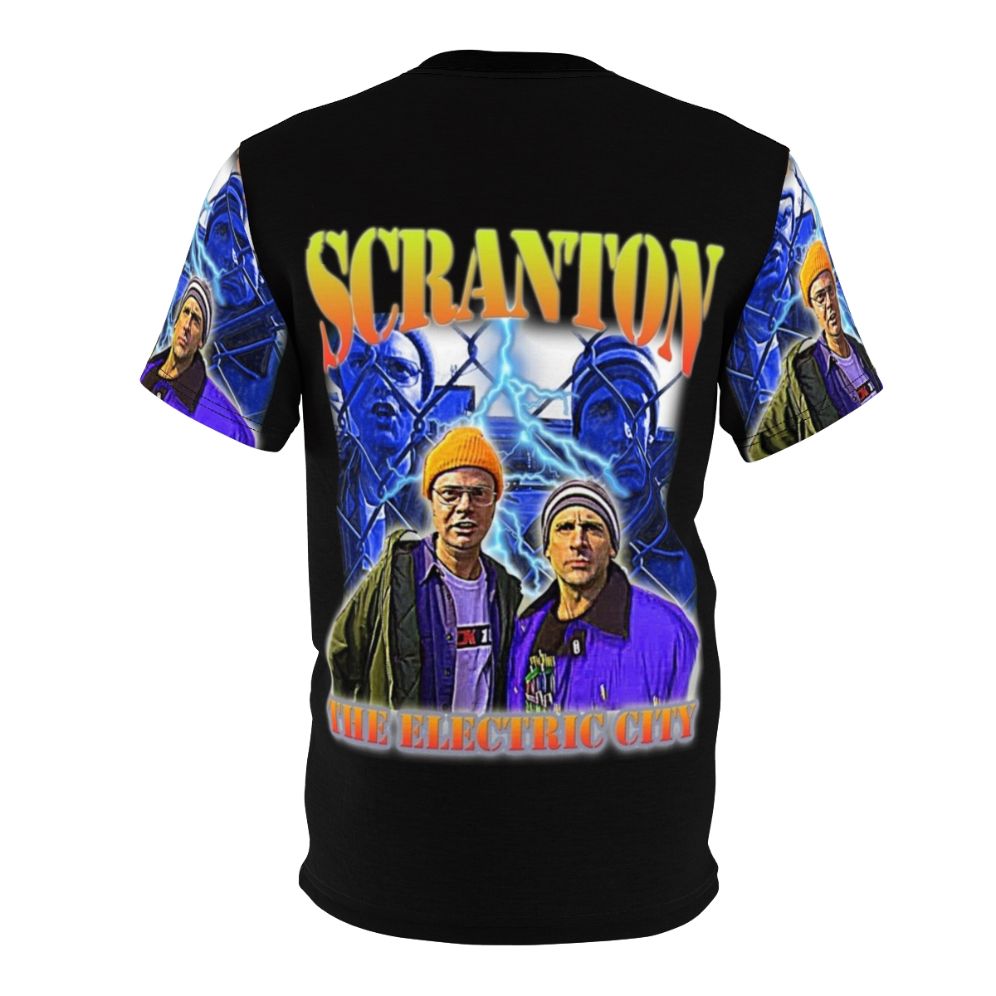 Scranton The Electric City inspired t-shirt featuring Dunder Mifflin, Dwight Schrute, and The Office US references - Back