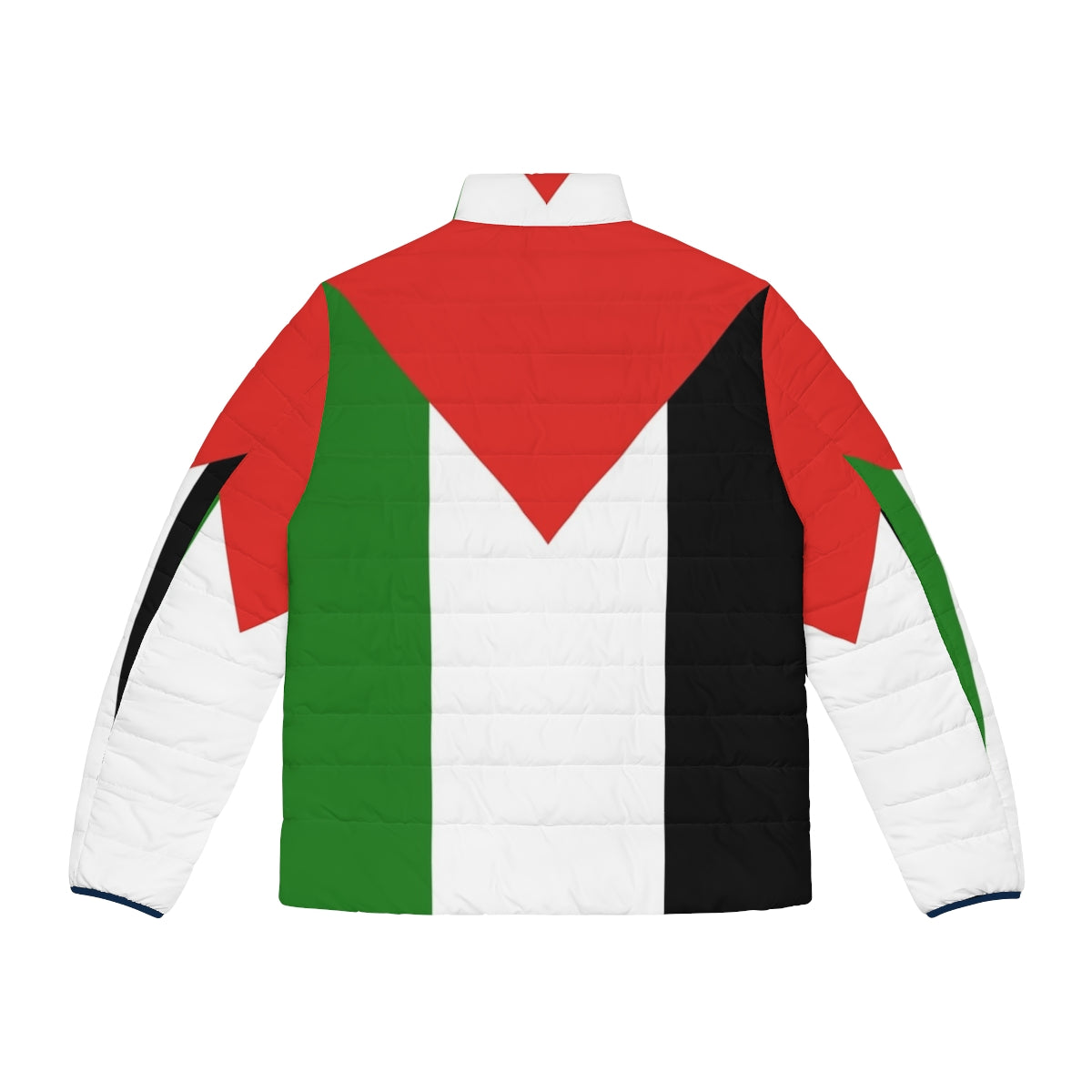 Horizontal Palestinian flag puffer jacket for solidarity and freedom - Back