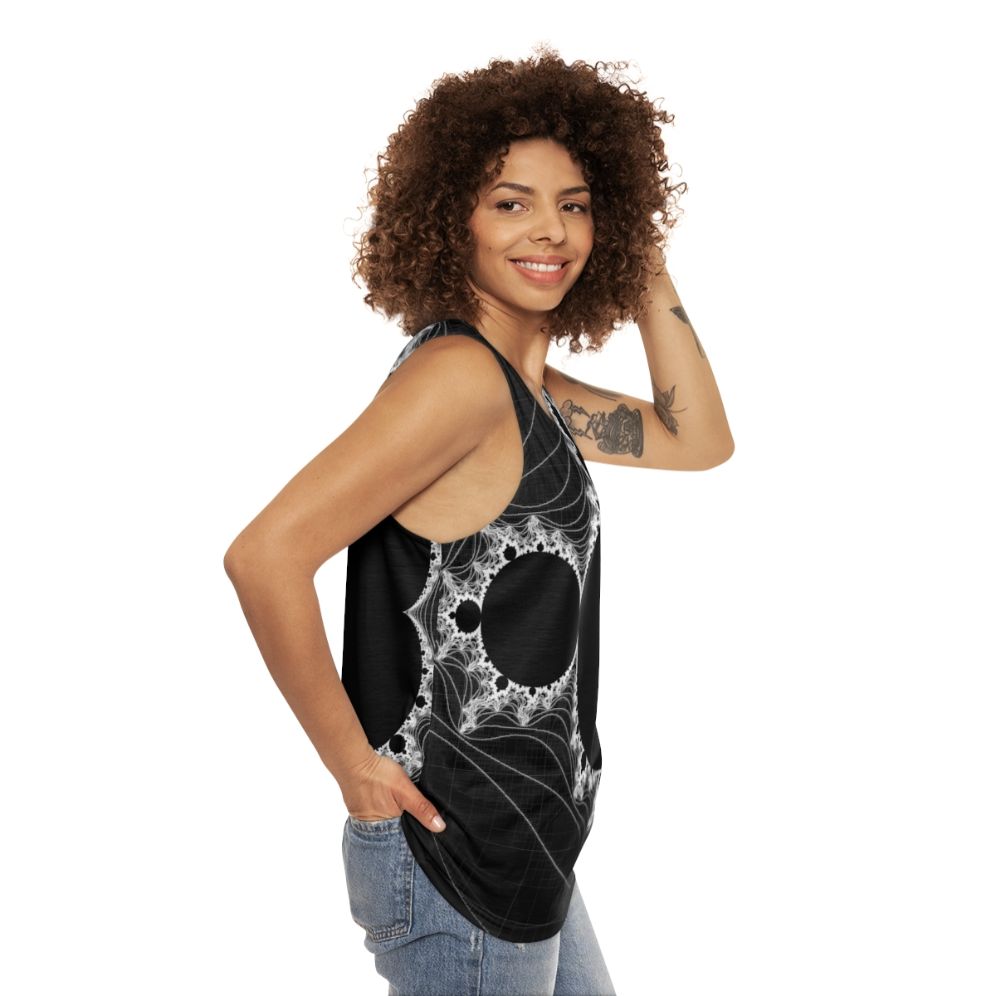 Mandelbrot fractal monochrome unisex tank top - women side