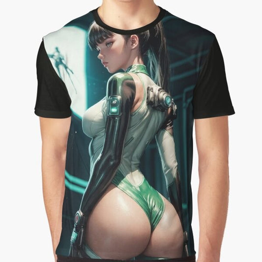 Cute girl character from the Stellar Blade video game featured on a graphic t-shirt