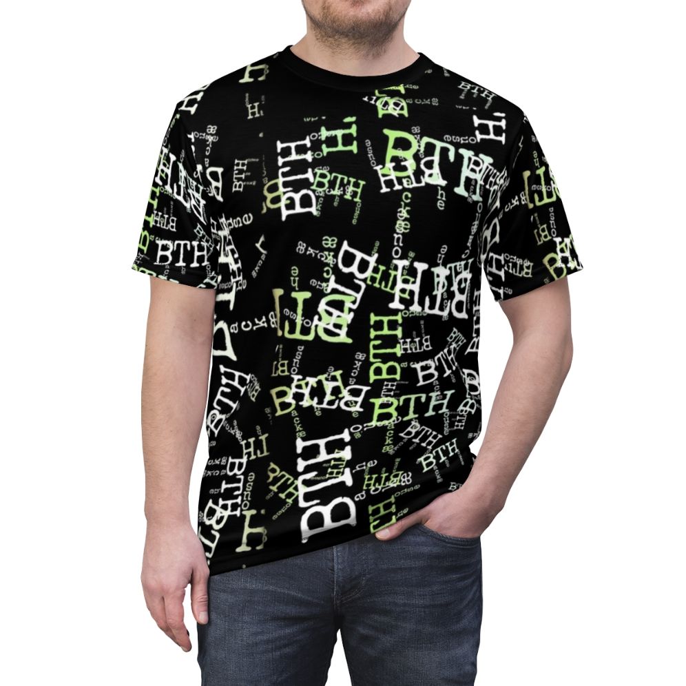 Backaethehouse AOP T-Shirt featuring a stylish all-over print design for line cooks and kitchen staff - men front