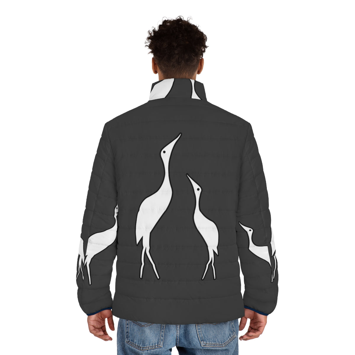 Crane Puffer Jacket with Legendary Animal Design - men back