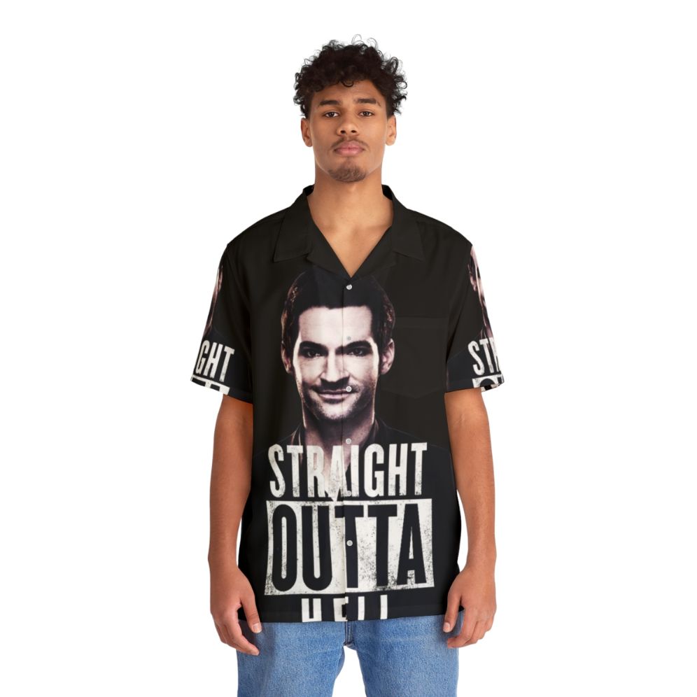 Lucifer Hawaiian Shirt with devil and nwa inspired design - People Front