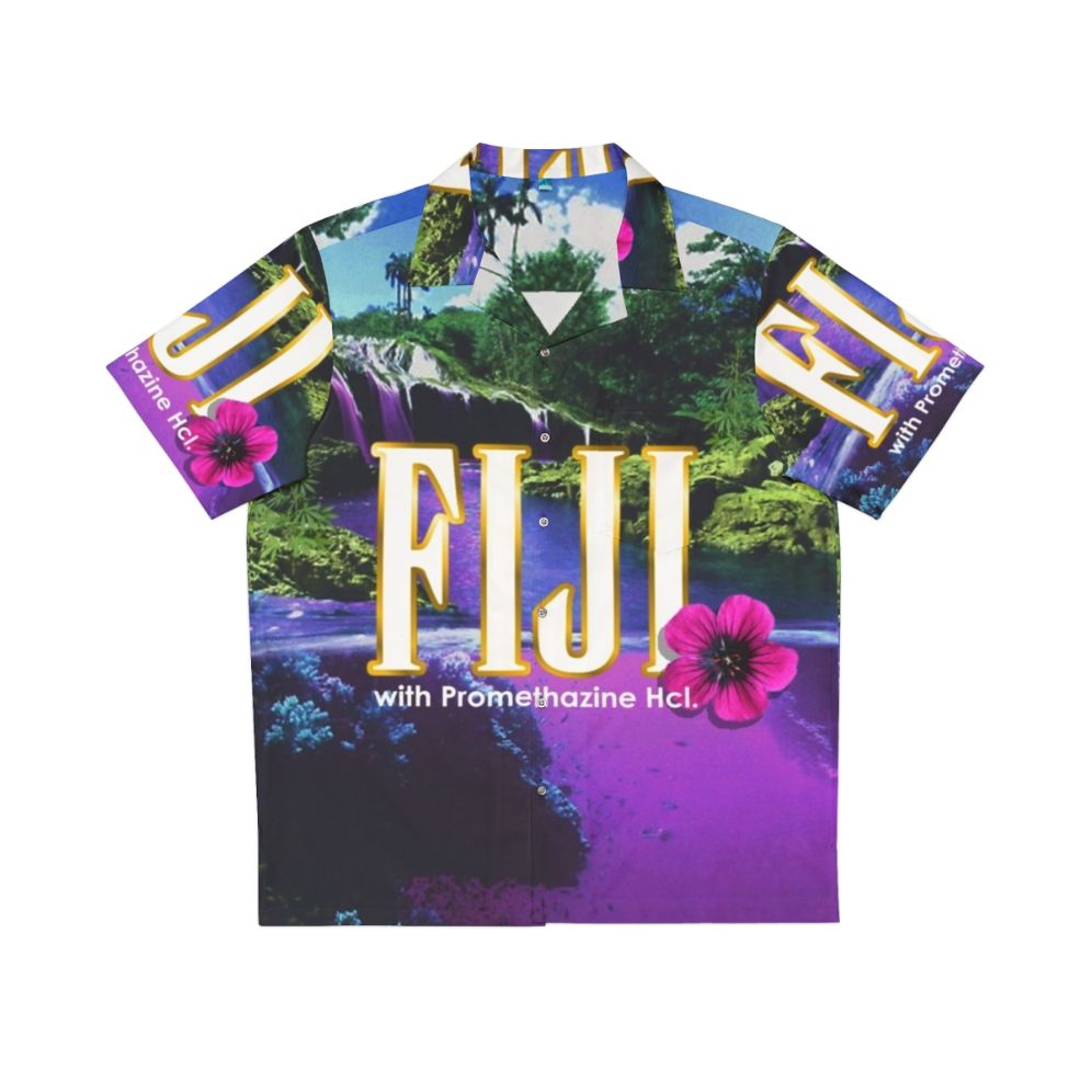 Vibrant Purple Hawaiian Shirt with Psychedelic Landscape Design