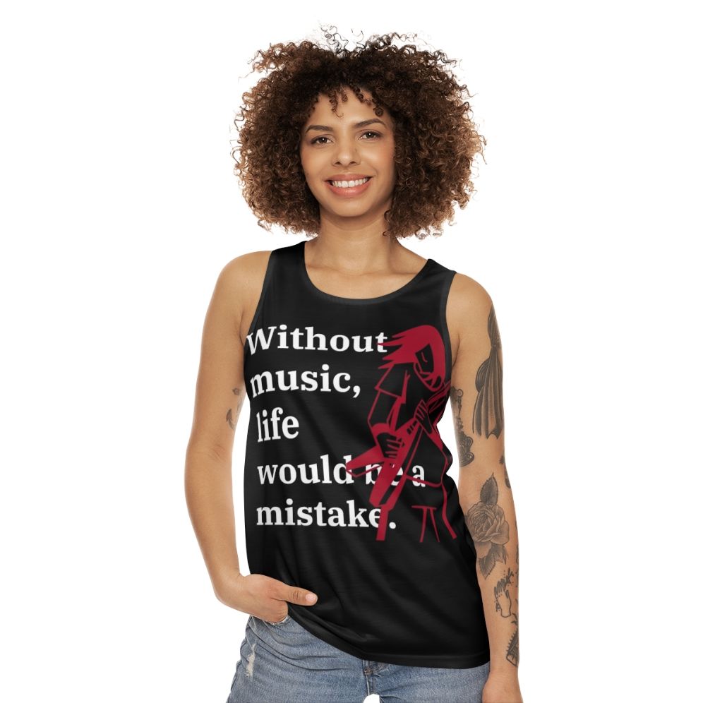 Unisex Tank Top with "Without Music, Life Would Be a Mistake" Quote - women