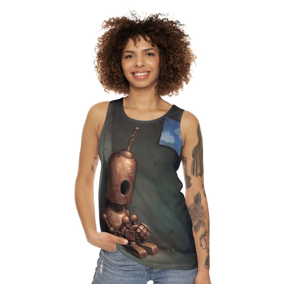 Vintage robot melancholy unisex tank top - women