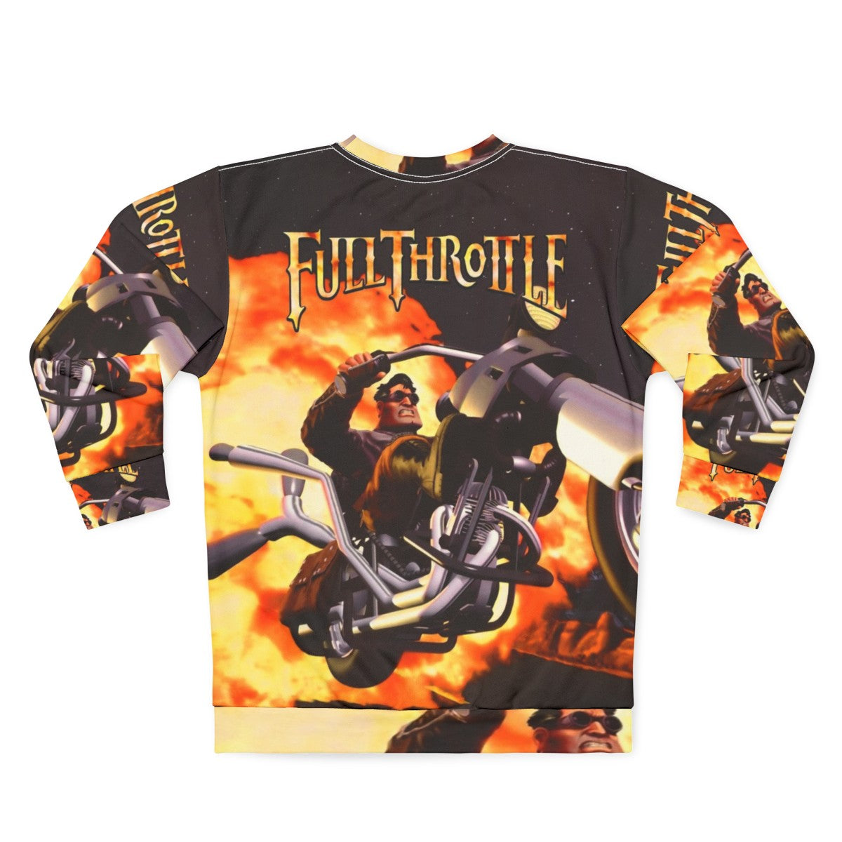 Retro gaming inspired full throttle graphic sweatshirt - Back