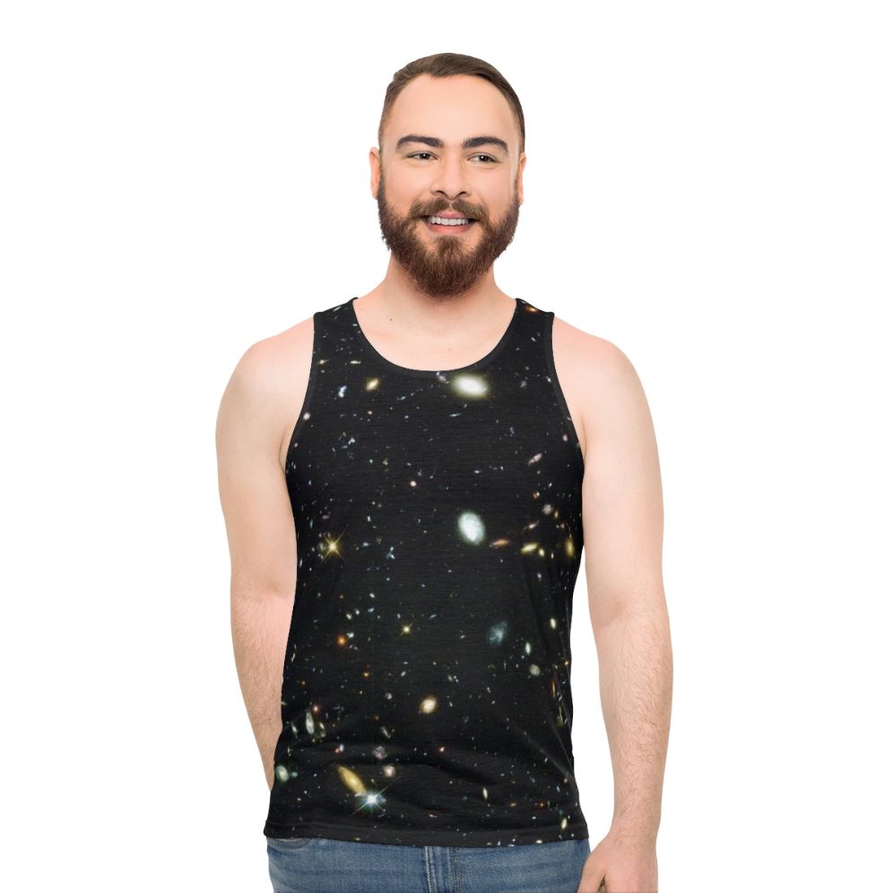 Hubble Deep Field galaxy and stars unisex tank top - men