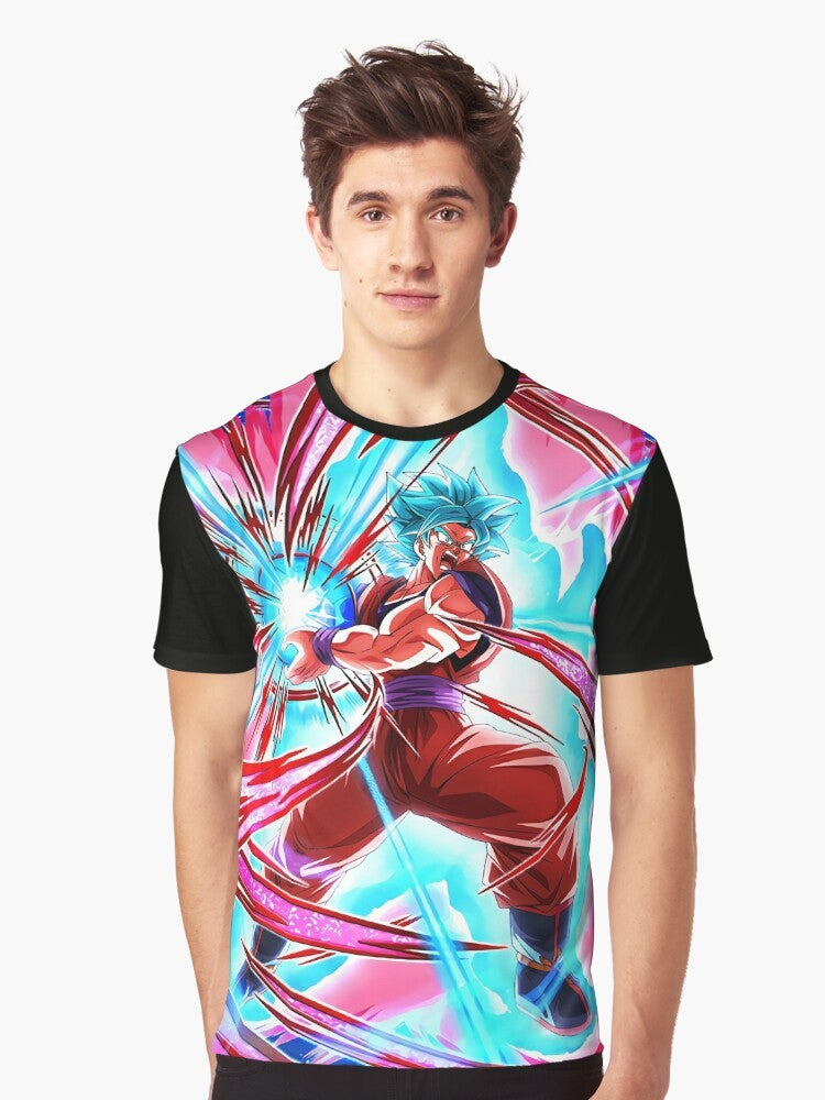 Goku using Kaioken Super Saiyan Blue technique graphic t-shirt - Men