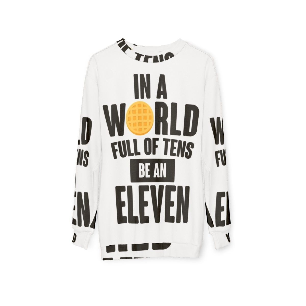 Eleven Waffle Print Sweatshirt for Stranger Things Fans - hanging