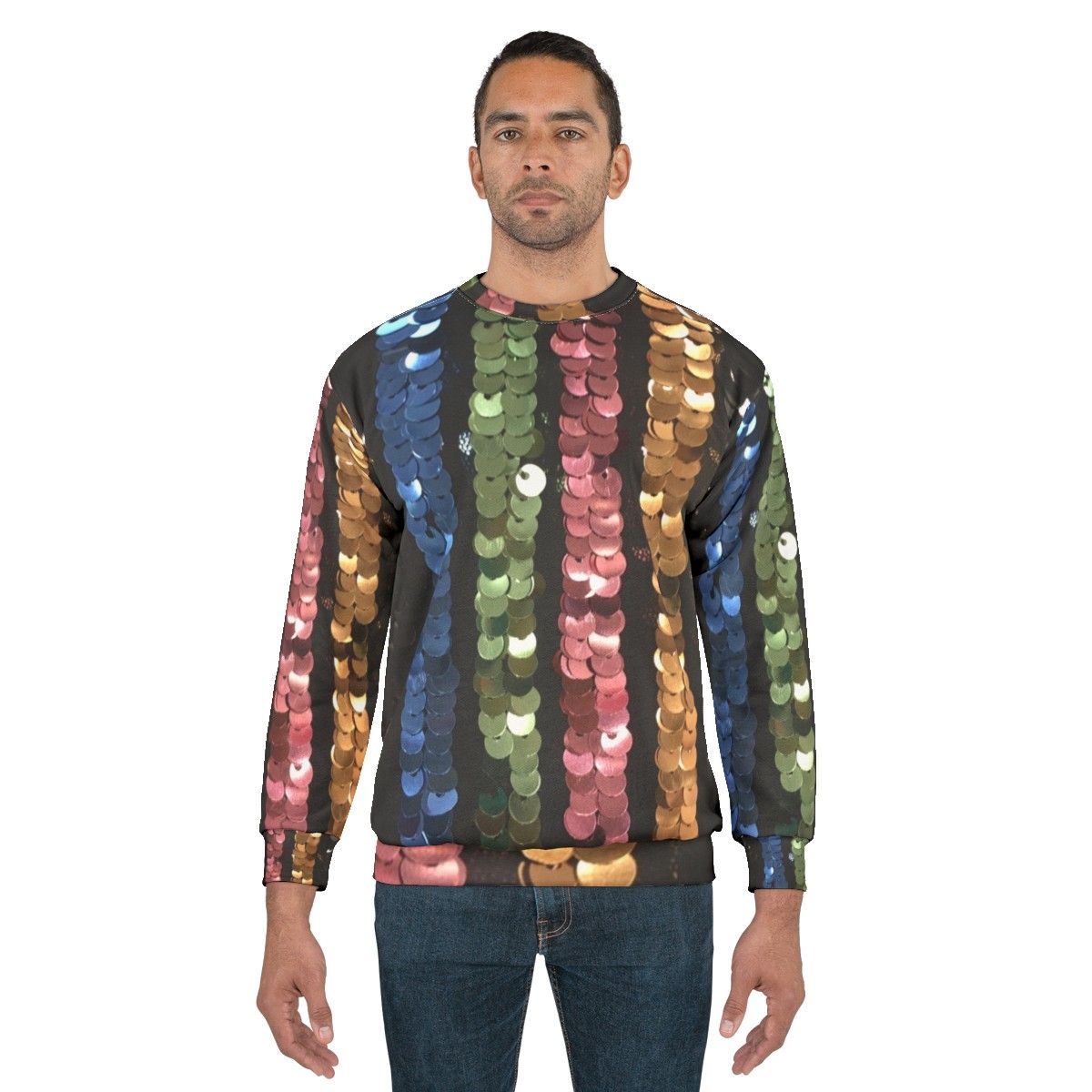 Shimmery sequin sweatshirt with vertical lines - men