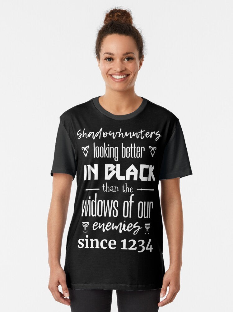 Shadowhunters Looking Better in Black Graphic T-Shirt - Women