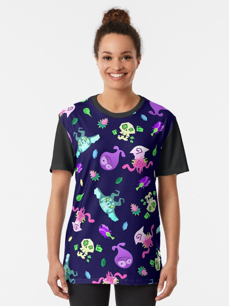 Stylized Zelda Wind Waker graphic t-shirt featuring Link and characters from the Nintendo video game - Women