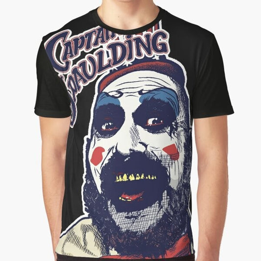 Captain Spaulding's Museum of Monsters and Madmen graphic t-shirt design featuring horror elements