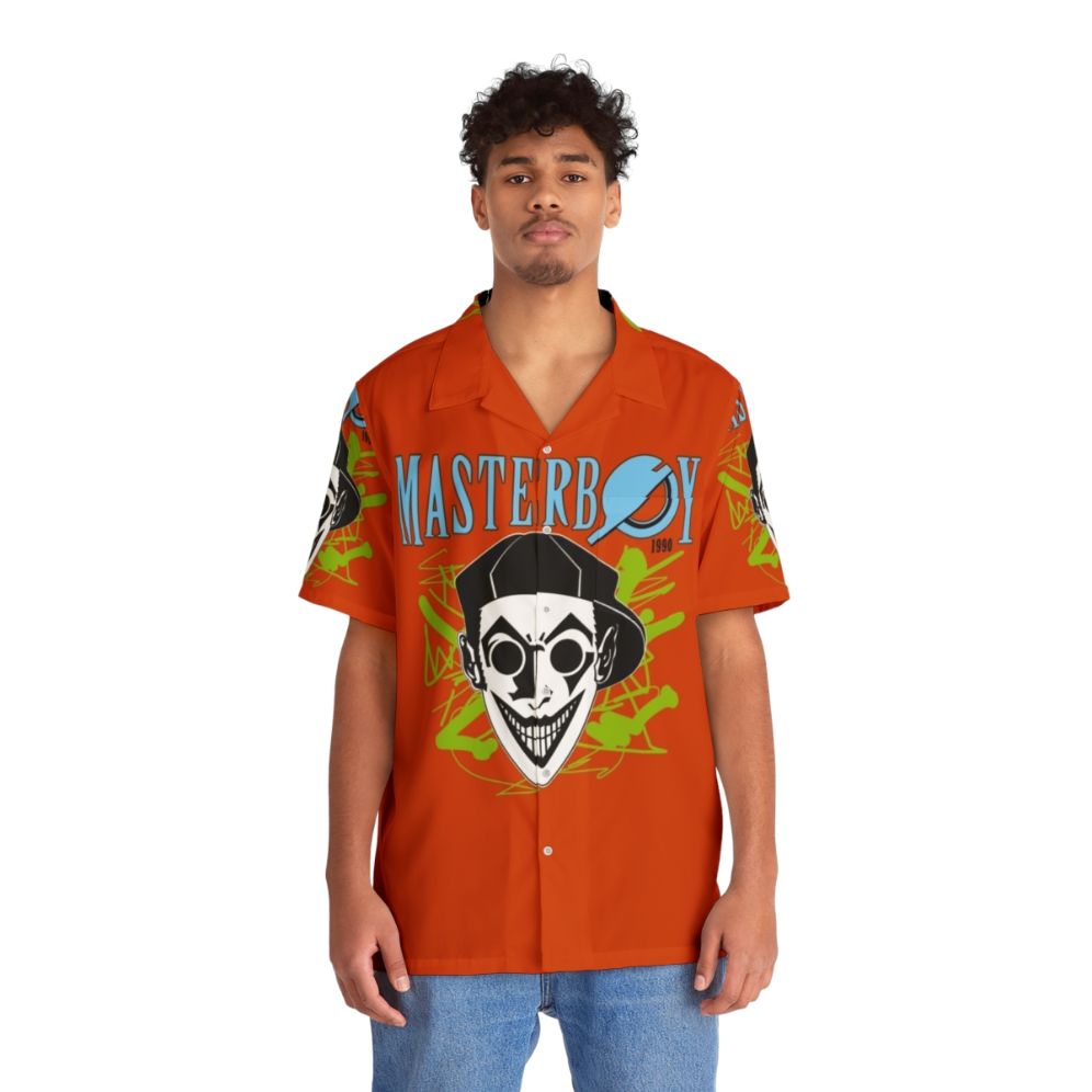 Retro 90s dance music-inspired Hawaiian shirt with Masterboy design - People Front