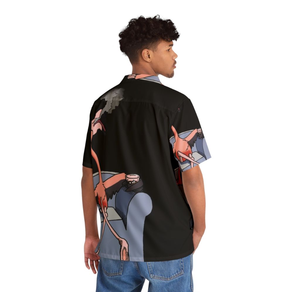 Alan Shore's Flamingo Hawaiian Shirt from Boston Legal - Flat lay