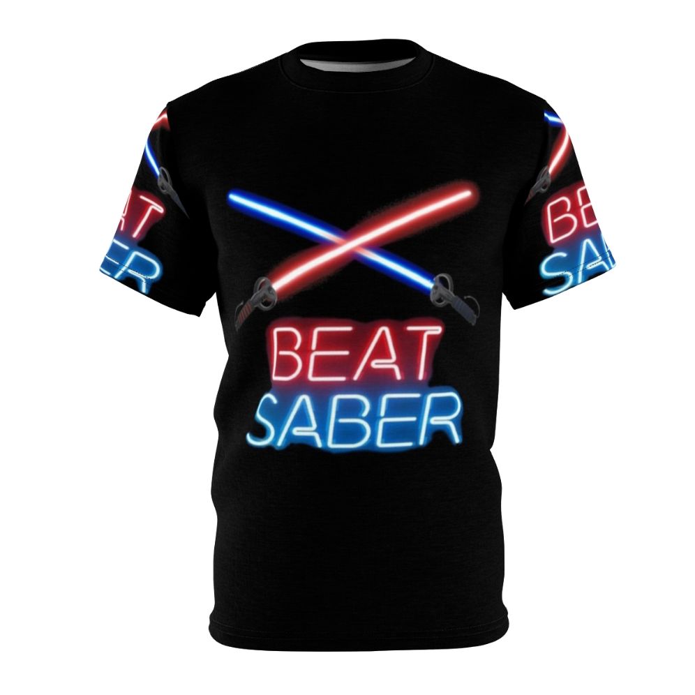 Vibrant Beat Saber-inspired T-Shirt featuring colorful blocks and sabers