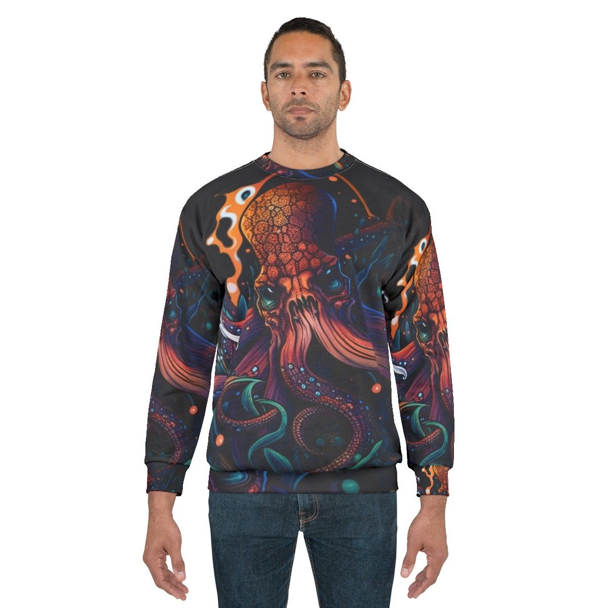 Mythical sea creatures sweatshirt featuring fantastical beasts - men